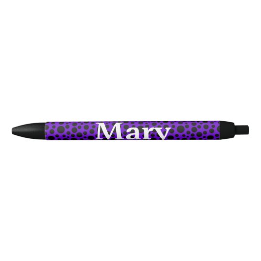 Stylo Noir Violet foncé avec cercles noirs (Devant)