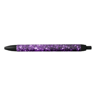 Stylo Noir Violet foncé faux brillant paillettes scintillent