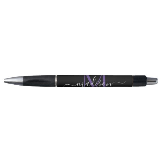 Stylo Noir violet violet Monogramme Nom du script Style (Devant)