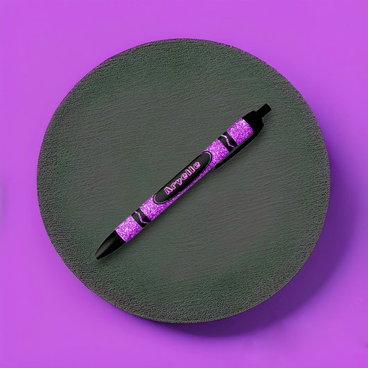 Stylo Noir Violet Violet Parties scintillant Crayon Nom perso