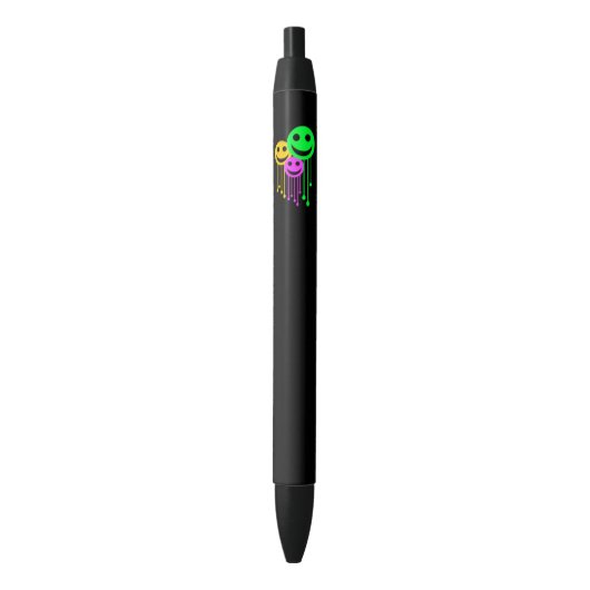 Stylo Noir Visages souriants (devant Vertical)