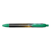 Stylo Noir Vol de libellule verte lumineuse (Dos)
