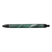 Stylo Noir Vos initiales Monogramme Vert Marbré (Devant)