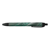 Stylo Noir Vos initiales Monogramme Vert Marbré (Bas)