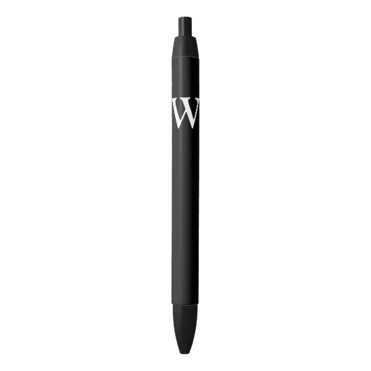 Stylo Noir Votre monogramme en noir et blanc (devant Vertical)