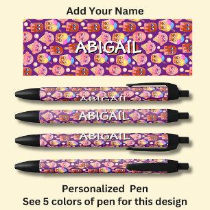 Stylo Noir Votre nom ou vos initiales sur la conception de cr