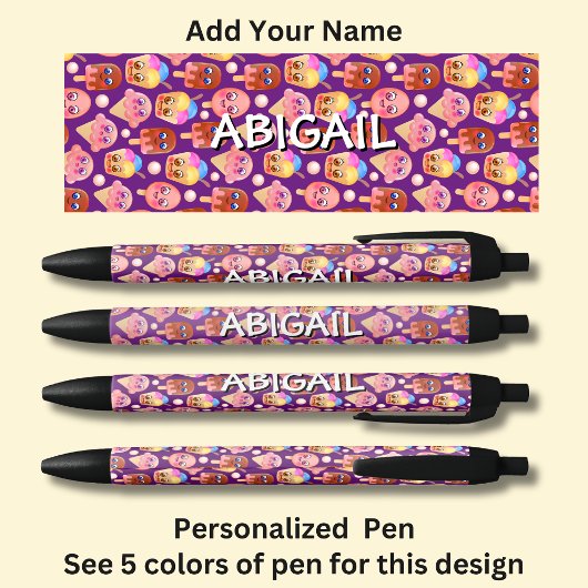 Stylo Noir Votre nom ou vos initiales sur la conception de cr