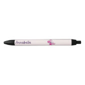 Stylo Noir Votre nom Papillon rose (Devant)