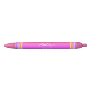 Stylo Noir Votre nom sur Arrière - plan rose et or