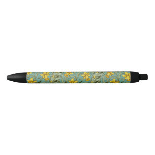 Stylo Noir William Morris Daffodil Motif Floral Classique