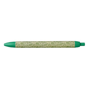 Stylo Noir William Morris Rose et chardon vert floral