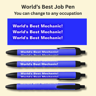 Stylo Noir World's Best Mechanic - Ajoutez le type, ou un nom