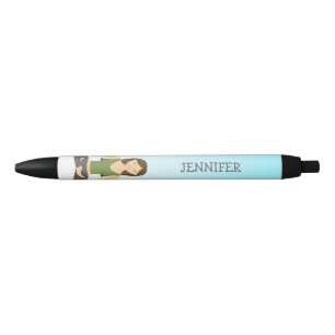 Stylo Noir Yoga Woman In Lotus Pose And Custom Name