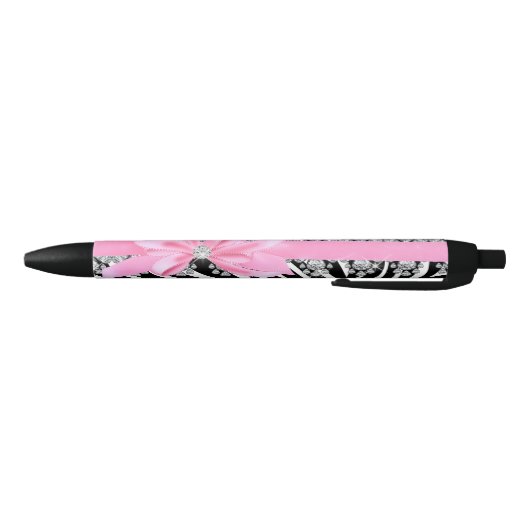 Stylo Noir Zèbre de Delilah de diamant (rose) (Bas)