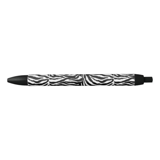 Stylo Noir Zèbre noir et blanc modelé (Devant)