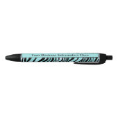 Stylo Noir Zèbre personnalisé imprimé noir et Turquoise Turqu (Bas)