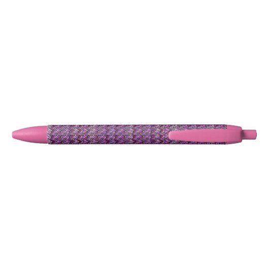 Stylo Noir Zèbre rose et violet rayé, personnalisé (Dos)