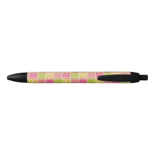 Stylo Noir Zigzag, Chevron, Pois, En vichy, Patchwork (Dos)