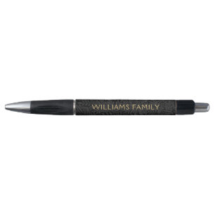 Stylo Nom de famille Vintage Black Floral Botanique