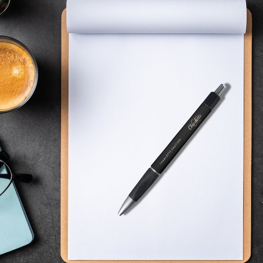 Stylo Nom de monogramme personnalisé en script doré sur 