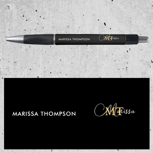 Stylo Nom élégant en script personnalisé avec monogramme