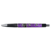 Stylo Nom indigo violet parties scintillant musique note (Devant)