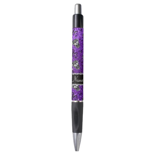 Stylo Nom indigo violet parties scintillant musique note (Devant (Vertical))