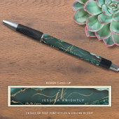 Stylo Nom Monogramme Élégant Turquoise Agate Or Script