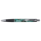 Stylo Nom Monogramme Élégant Turquoise Agate Or Script (Dos)