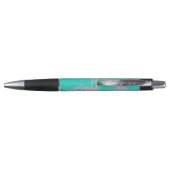 Stylo Nom personnalisé gris et bambou turquoise (Dos)