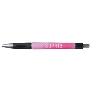 Stylo Nom personnalisé joli aquarelle rose