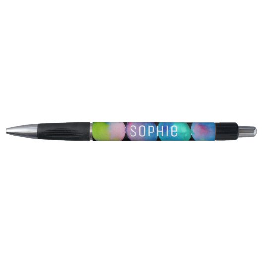 Stylo Nom personnalisé mignon couleur bleu aquarelle (Devant)