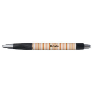 Stylo Nom personnalisé ORANGE LIGNE STRIPES