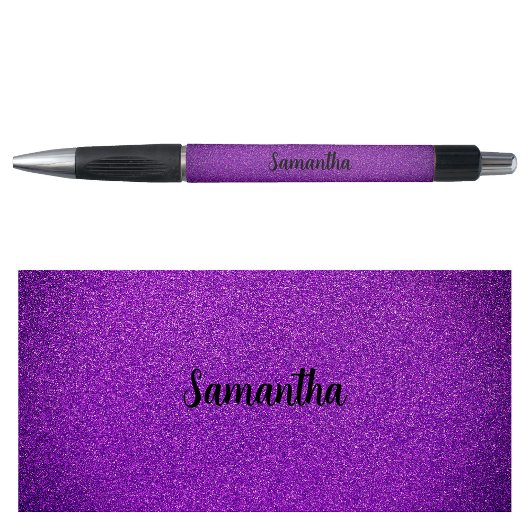 Stylo Nom personnalisé Parties scintillant violet