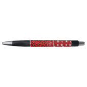 Stylo Nom personnalisé rouge léopard rouge flocons de ne (Devant)