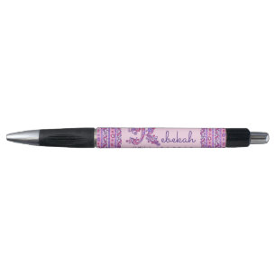 Stylo Nom Rebekah commençant par R fleurs de cœur
