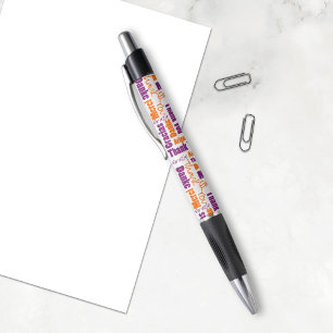 Stylo Nuage multilingue orange pourpre de mot de Merci