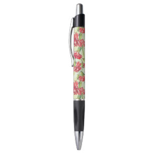 Stylo Oeillets rouges sur le vert avec des papillons