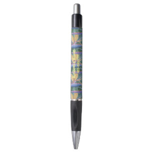 STYLO OISEAU DE PARADIS FLEURS COULEUR D'EAU