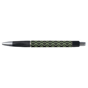 Stylo Olive green and black diamond pattern