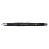 Stylo Or noir personnalisation monogramme nom minimalist (Devant)