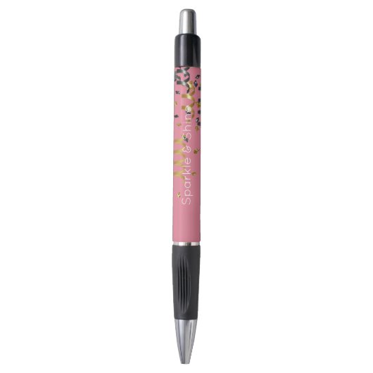 Stylo Or rose confettis noir (Devant (Vertical))