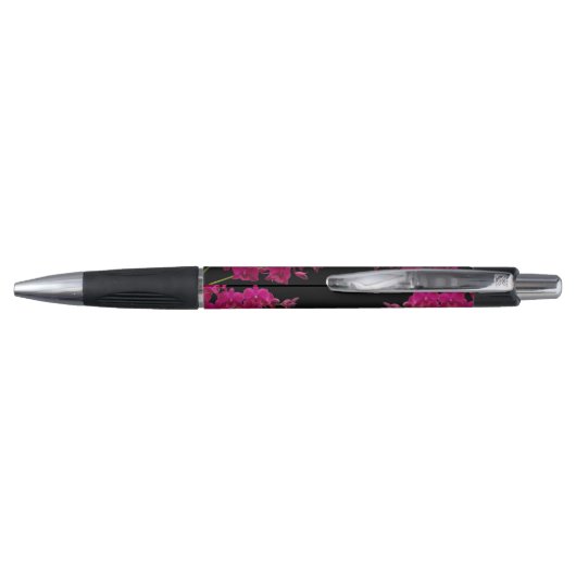 Stylo Orchidées Fuchsia sur Mariage noir (Dos)