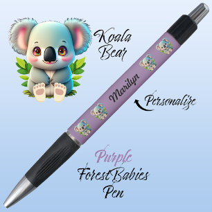 Stylo Ours de Koala, violet coloré, animal mignon en boi