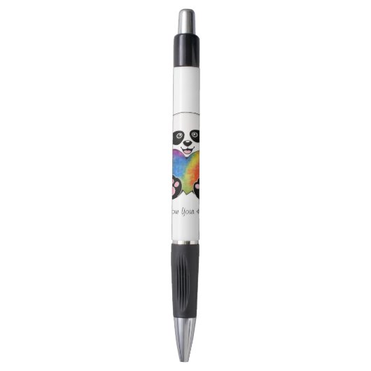 Stylo Panda Aquarelle Cute Avec Coeur Arc En Ciel (Devant (Vertical))