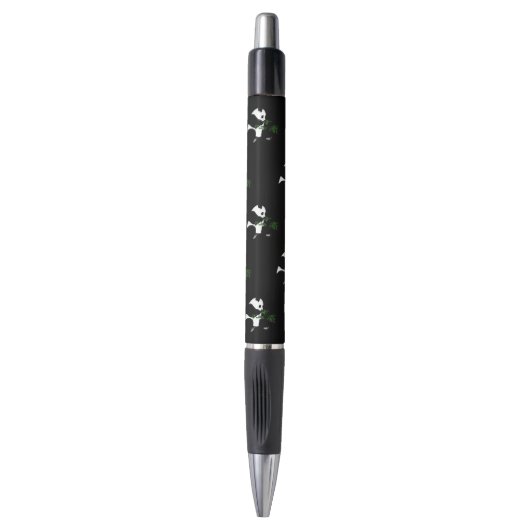 Stylo Panda géant mange du bambou noir (Devant (Vertical))