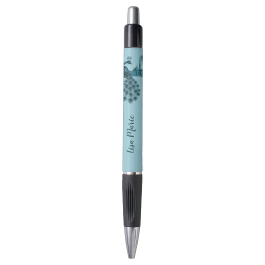 Stylo Paon Bleu Romantique (Devant (Vertical))