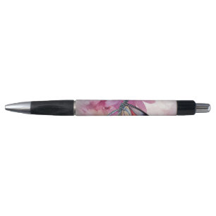 Stylo Papillon Dreamy aux fleurs roses