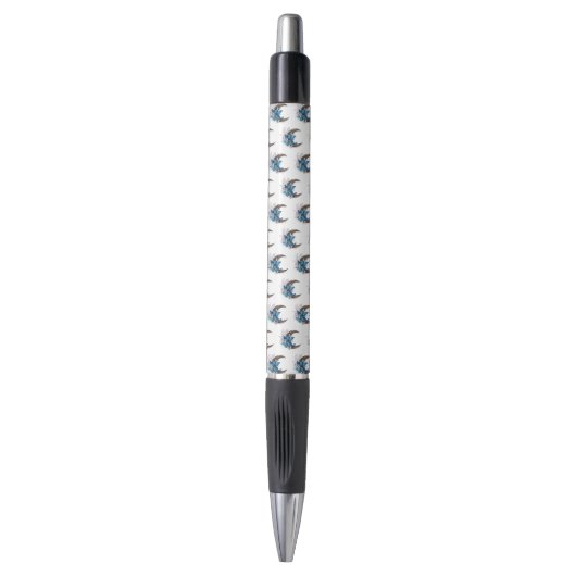 Stylo Papillons bleus sur croissant de bois (Devant (Vertical))