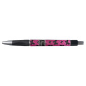Stylo Papillons de parties scintillant rose-chaud de nom (Devant)